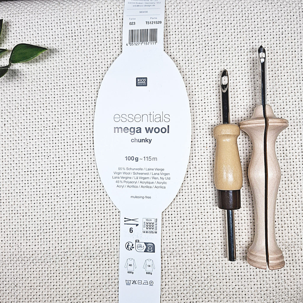 etichetta che mostra dettagli del filato adatto per punch needle Lavor da 5,5 m e Oxford Punch Needle Regular