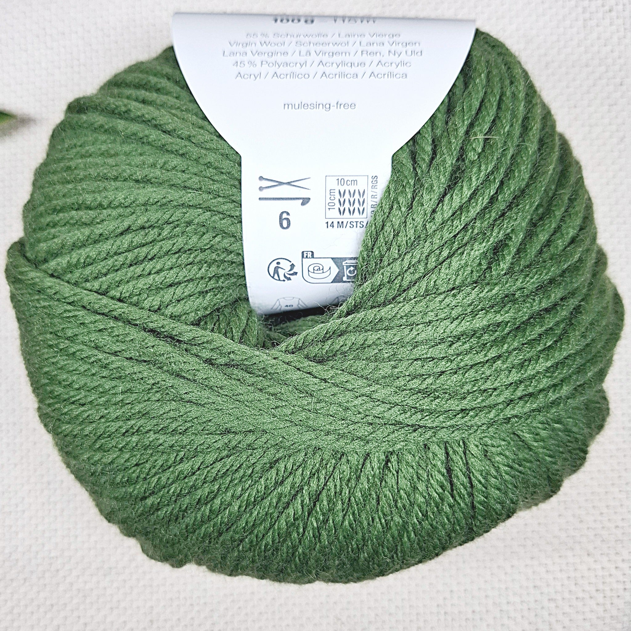 Filato punch needle spessore Chunky verde